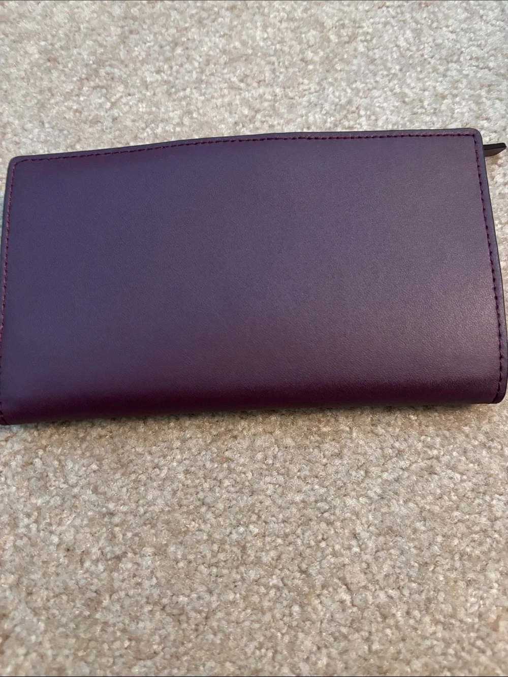 kate spade Plum Zip Leather Wallet with Silver Plaque
